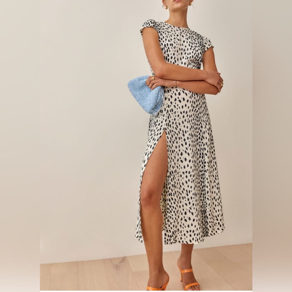 [Firm on price] Reformation Gavin Cheetah print Dress w back cut out